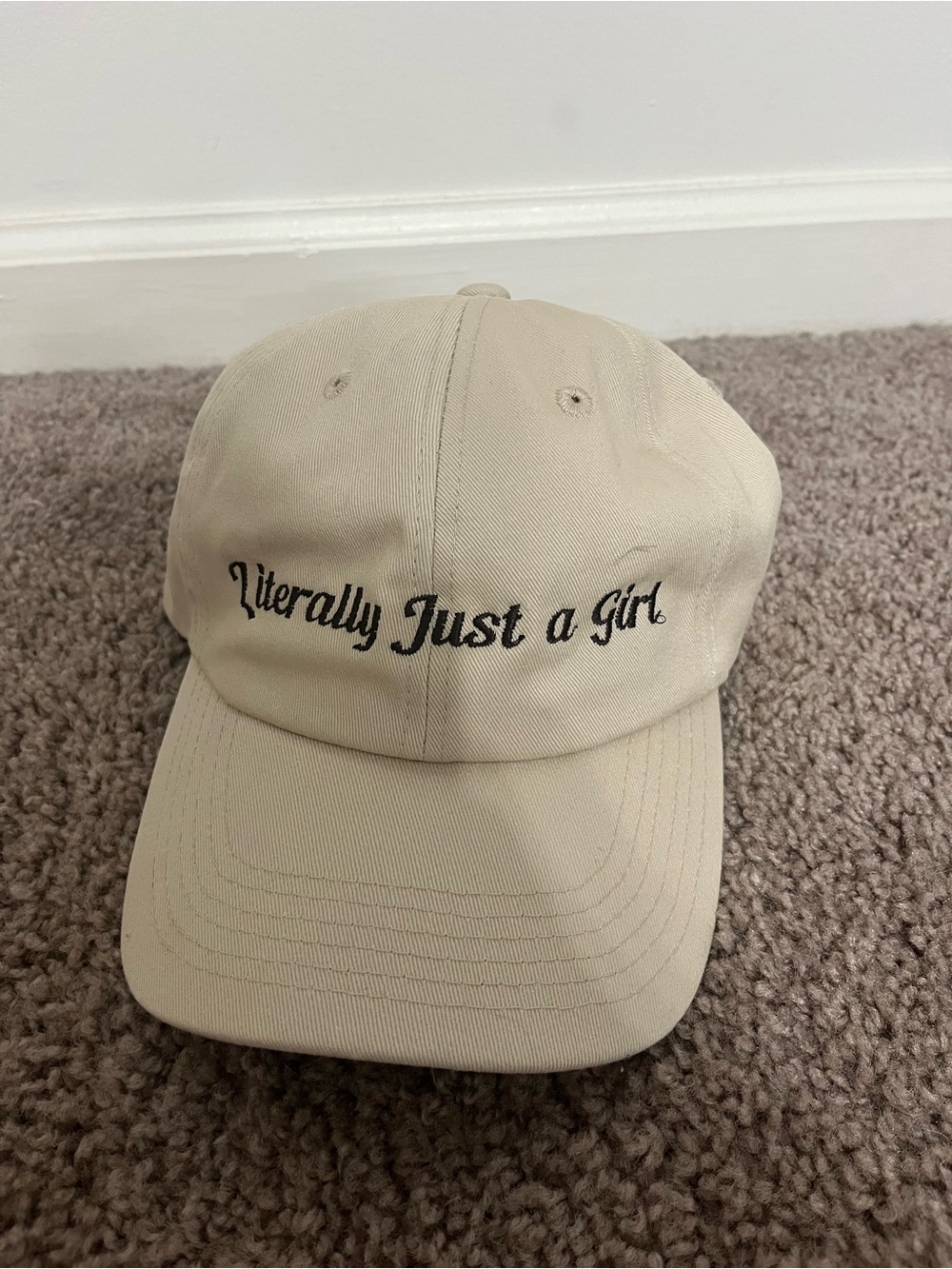 Literally Just a Girl Beige Baseball Cap